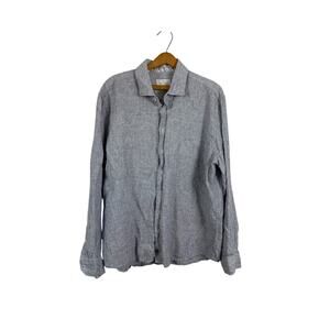 Toscano Firenze Men Button Up Shirt XL 100% Linen Long Sleeves Preppy Coastal